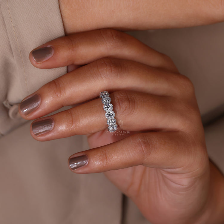 Lab Grown Diamond set in a beautiful halo wedding band.