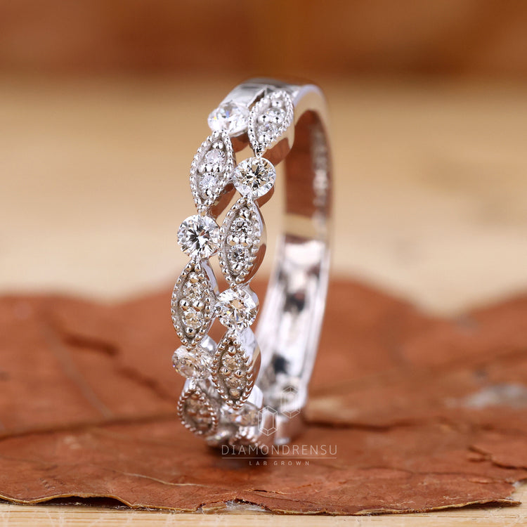 Milgrain wedding band showcasing intricate craftsmanship.