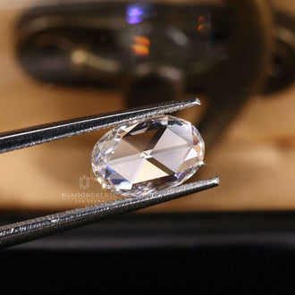 Lab grown diamond loose stone in rose cut oval shape.