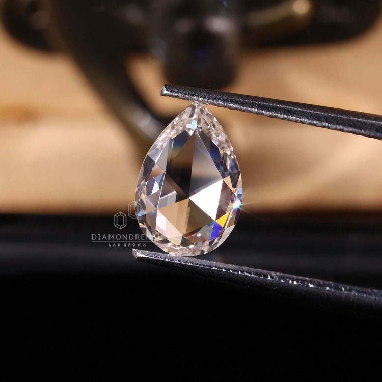 Rose cut pear diamond crafted in lab grown style.