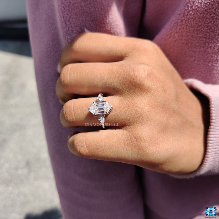 White gold engagement ring with moissanite