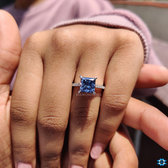Handmade Princess Cut Diamondrensu Engagement Ring