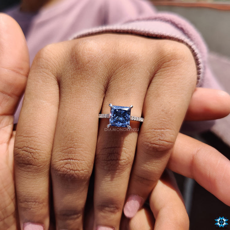 Handmade Princess Cut Diamondrensu Engagement Ring