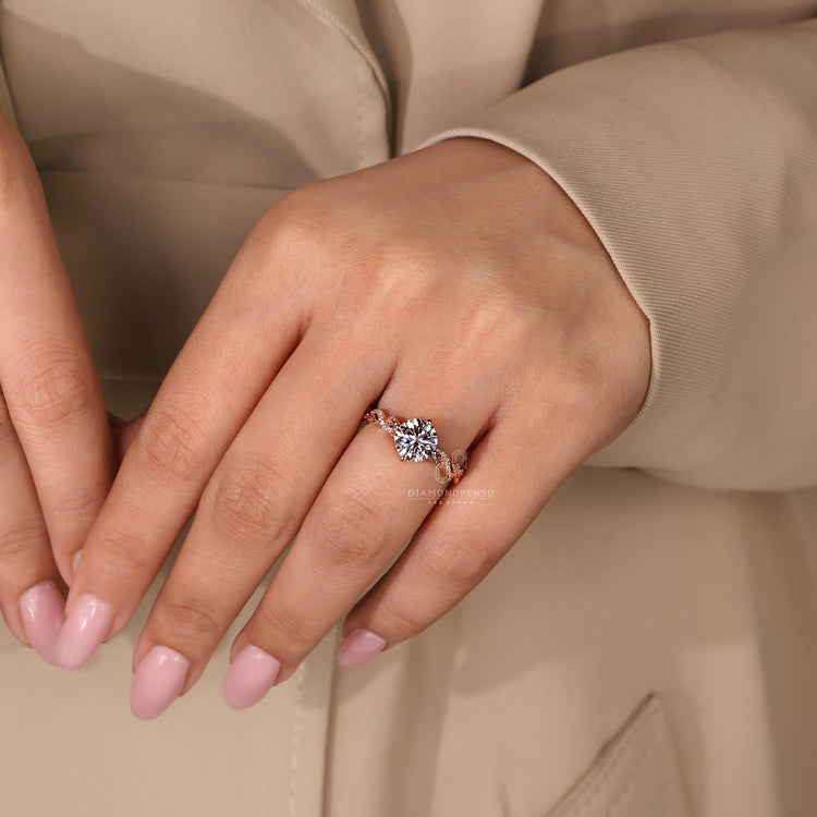 Rose gold ring showcasing a nature inspired design and elegance.