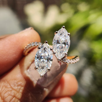 2 stone engagement ring with elegant detailing.