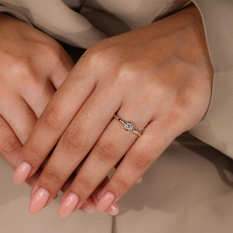 Yellow gold engagement ring crafted with a minimalist engagement ring style.