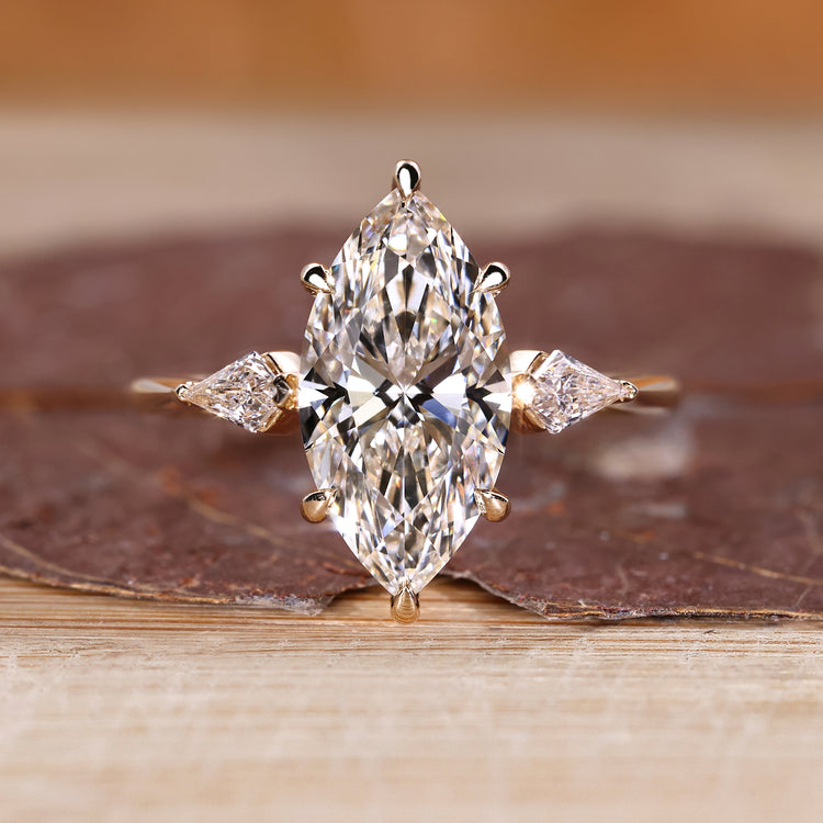 Marquise three stone diamond ring.