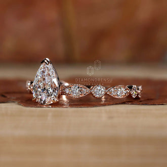 pear cut lab grown diamond ring