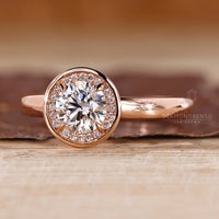 IGI certified engagement ring with Lab Grown Diamond and bezel setting.