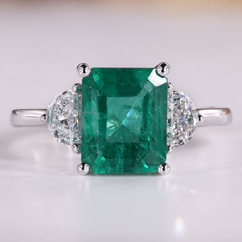 Three Stone Diamond Engagement Ring in white gold.