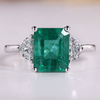 Three Stone Diamond Engagement Ring in white gold.