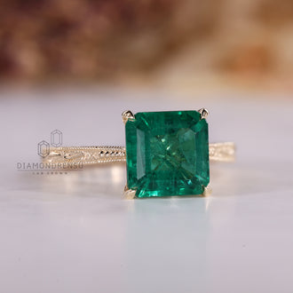 Four claw prong setting ring crafted in yellow gold.