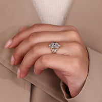 Handmade ring featuring art deco design and yellow gold band.