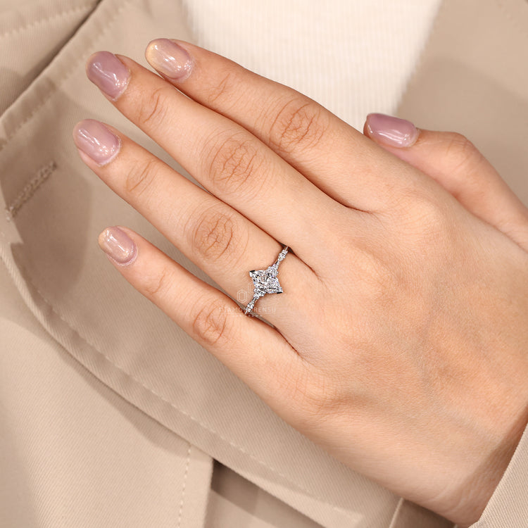 Buy diamond ring handmade in vintage style with cluster design.