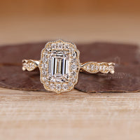 Emerald Cut Engagement Ring With Cathedral Style Band.