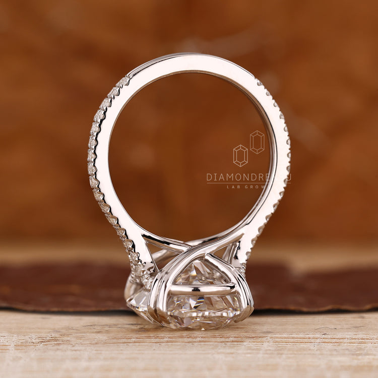 Handmade jewelry oval diamond engagement ring.