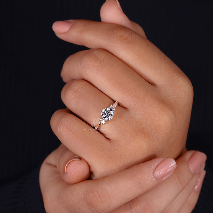 Muse Engagement Ring with a standout design and diamonds.