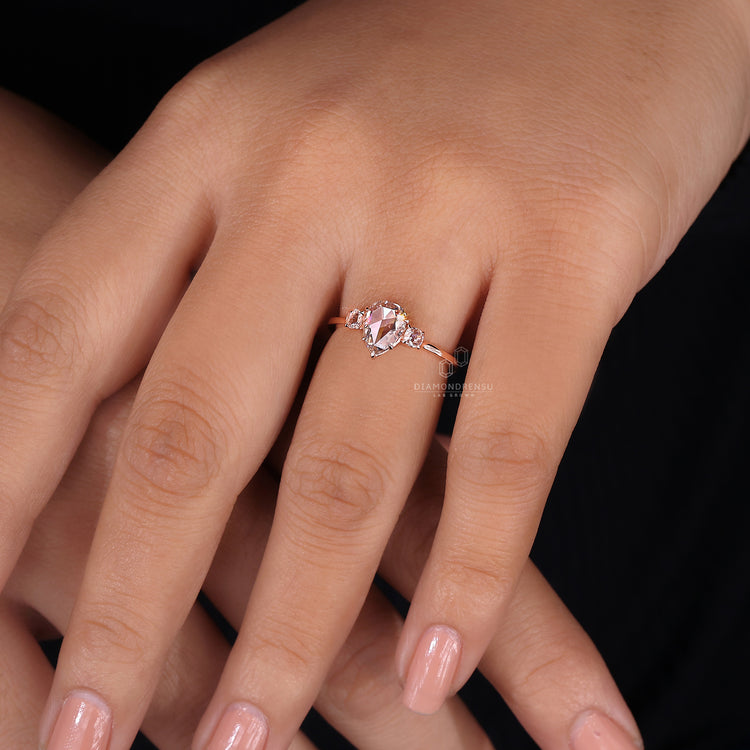 Pear Shaped Rose Cut Diamond Ring with diamondrensu ring style.
