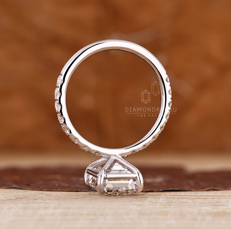 IGI certified emerald cut diamond ring.