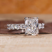 U prong micro pave ring crafted for secure diamond placement.