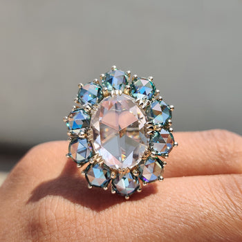 Rose cut engagement ring, oval cut engagement ring