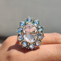 Rose cut engagement ring, oval cut engagement ring