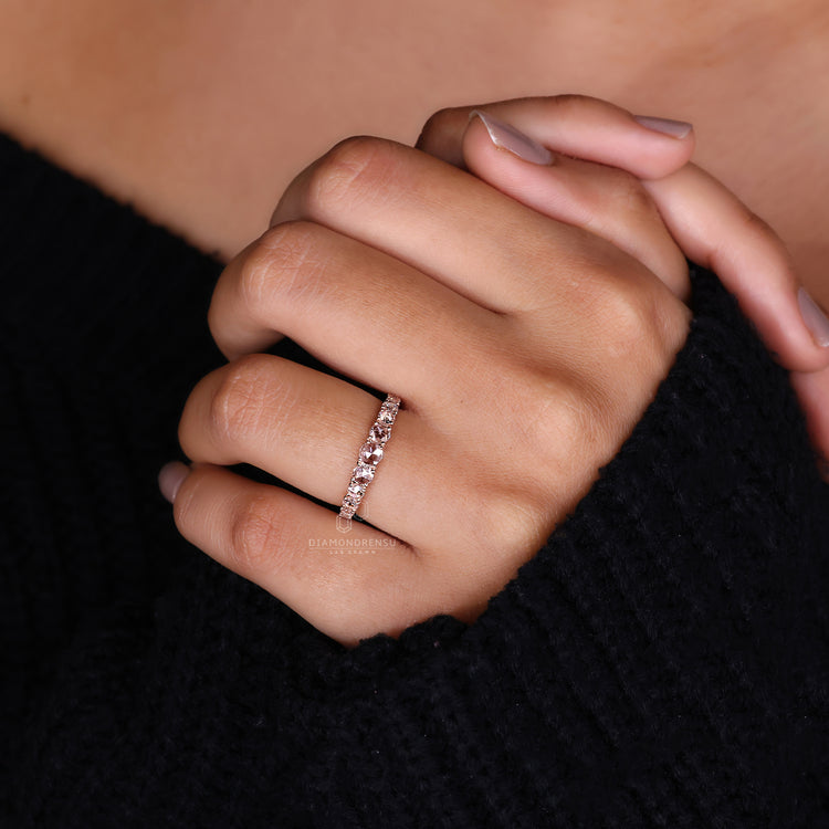 Rose Cut Diamond set in an elegant wedding band.