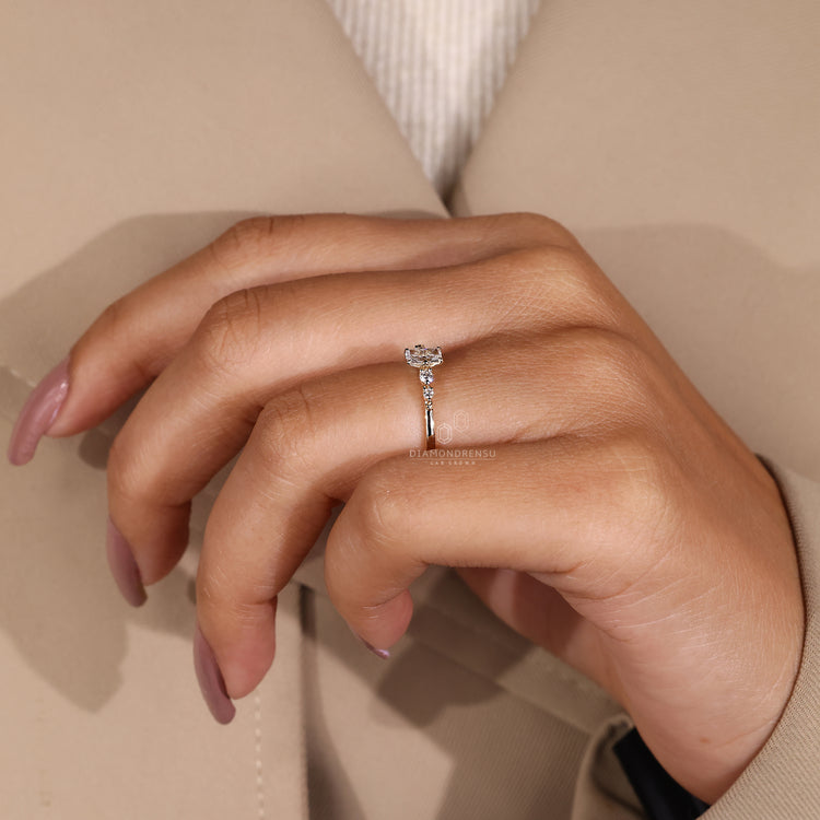 Buy Engagement Ring with 6 prong setting and shared prong design.