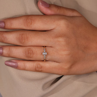 Shared Prong Engagement Ring in yellow gold for a custom look.