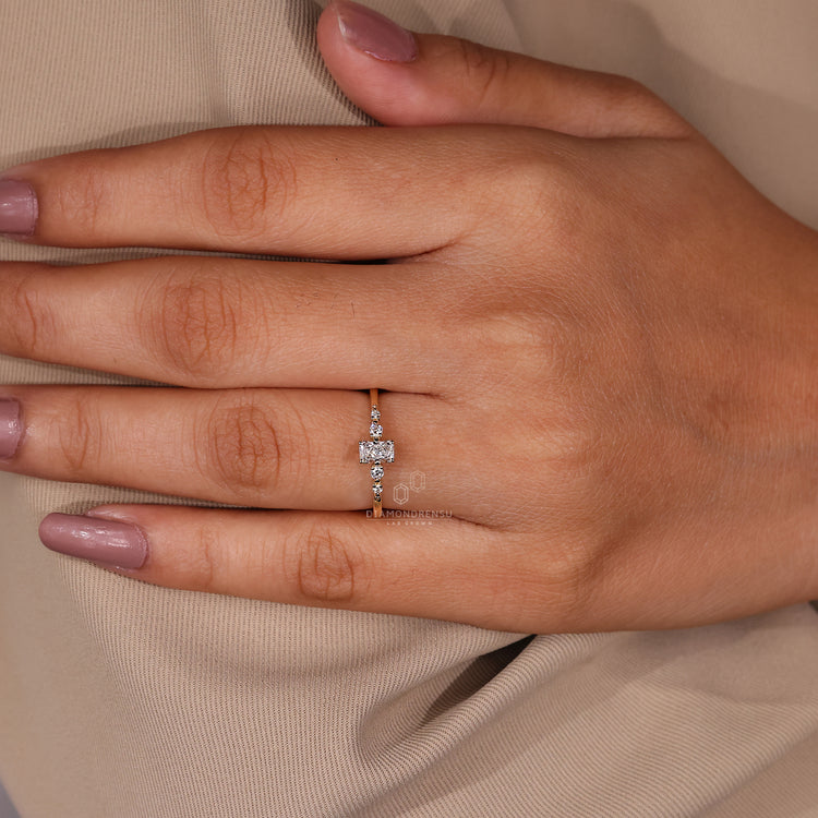 Shared Prong Engagement Ring in yellow gold for a custom look.