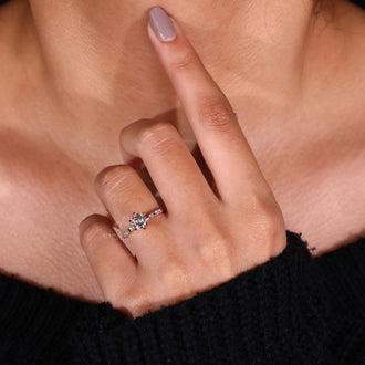 Pave Engagement Ring with sparkling diamonds around the band.