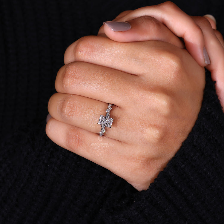 Radiant Cut Engagement Ring - Hidden Halo