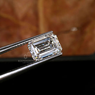 Emerald cut adds sophistication to lab grown diamond designs.