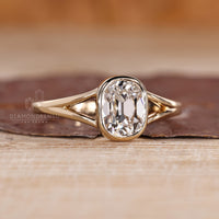Old Mine Cushion Cut Diamond Ring in Bezel Setting