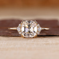 Cushion Old Mine cut diamond ring with muse setting.