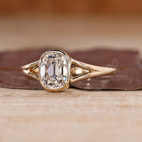 Old Mine Cushion Cut Diamond Ring in Bezel Setting