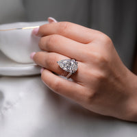 Double row pave engagement ring design.