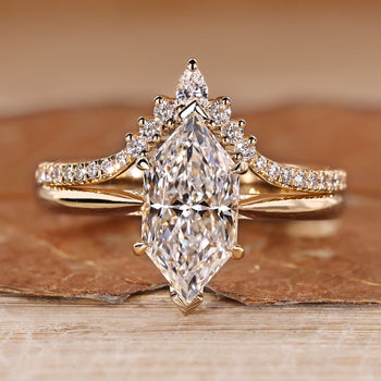 Dutch marquise wedding ring with tapered shank
