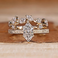 Dutch Marquise wedding ring with vintage Art Deco style.