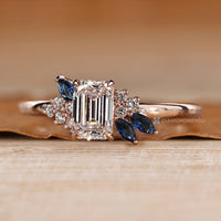 Lab grown diamond asymmetrical cluster ring by Diamondrensu.