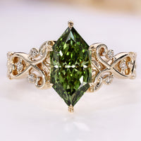 Green Dutch marquise diamond ring.