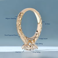 Vintage style Art Deco engagement ring with cathedral setting.