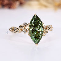 Hidden blue topaz and round diamonds with a tulip setting.