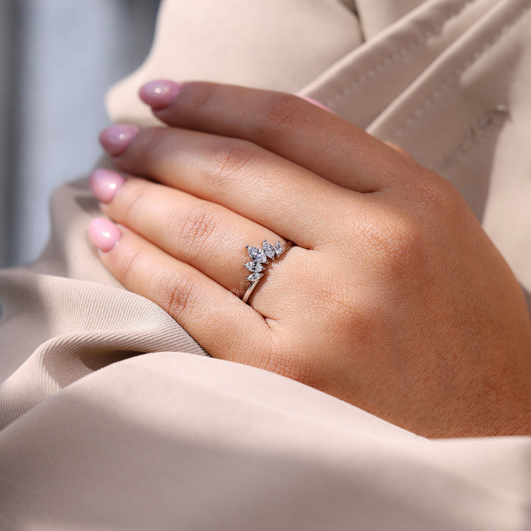 Lab grown diamond ring set in a modern wedding band.