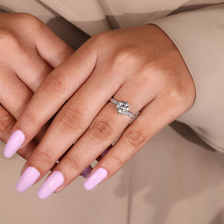 Buy engagement ring with unique bypass styling.