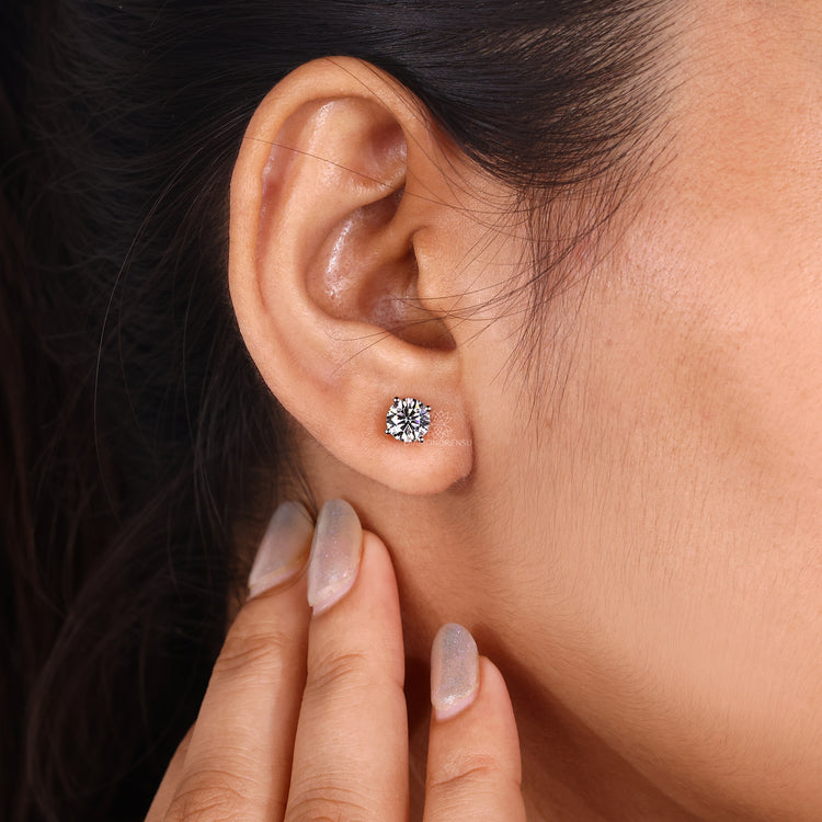 Rose Gold Stud Earrings 1.60 TCW - Round Diamond