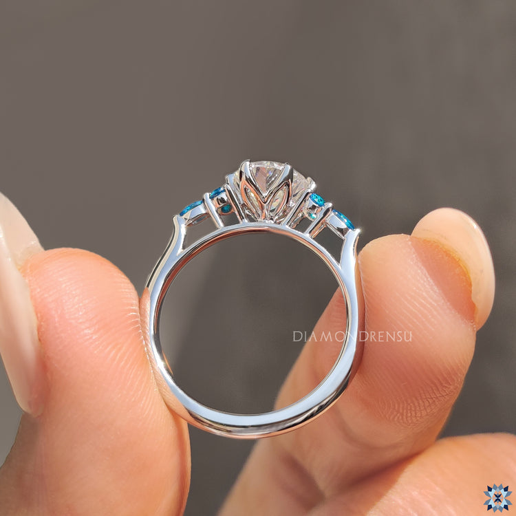 Colorless moissanite proposal ring diamondrensu ring handmade jewelry.