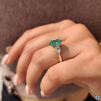 Green moissanite oval handmade ring diamondrensu engagement ring.