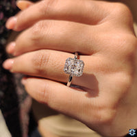 Classic solitaire ring with a timeless moissanite gemstone.