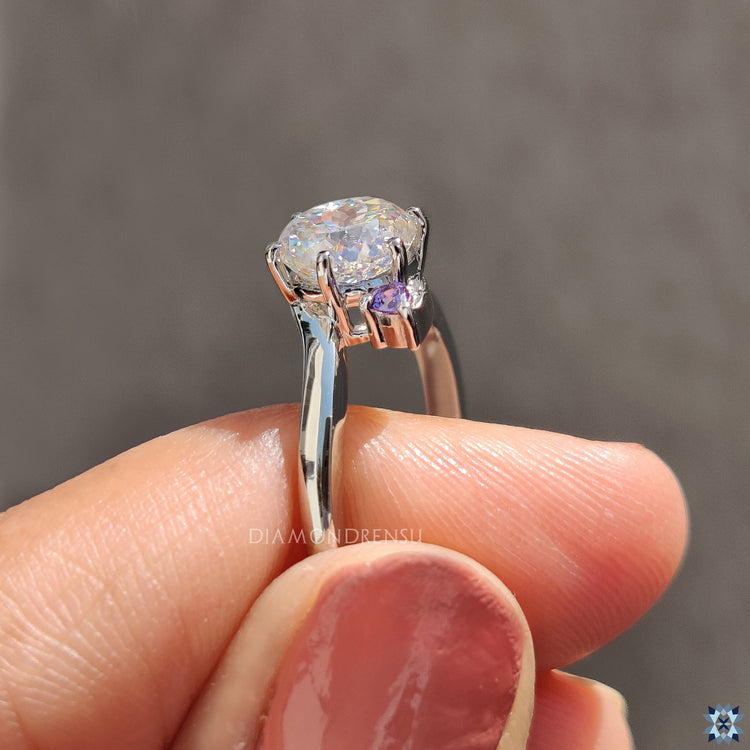 White gold moissanite ring with elegant shine.